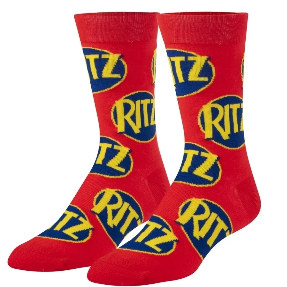 4/$25 Ritz Cracker Novelty Crew Socks Unisex New - Picture 2 of 8